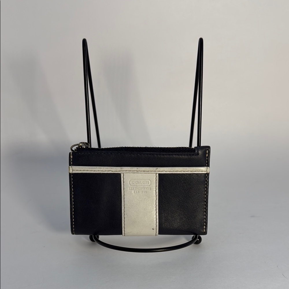Coach Navy and White Card Holder